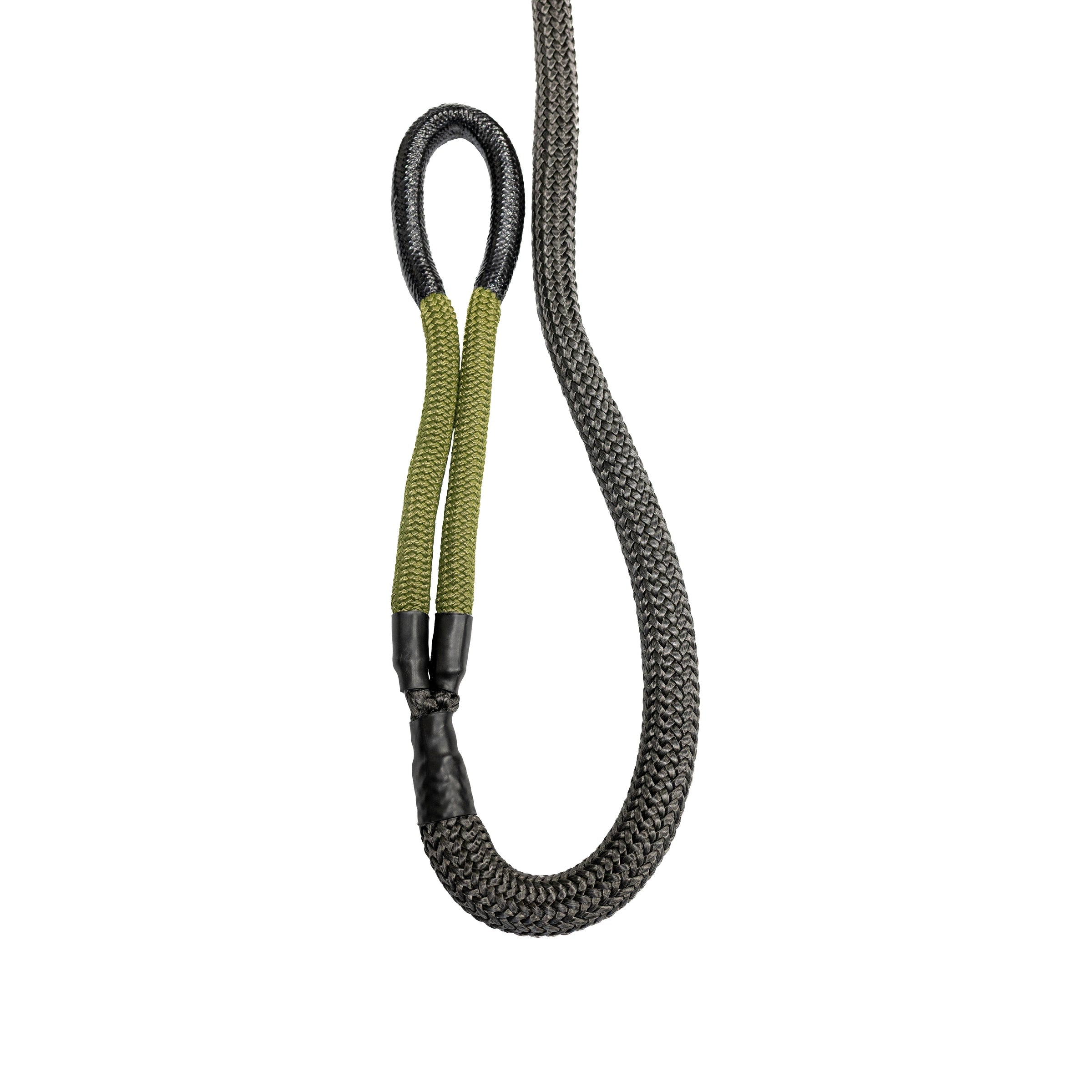 Sandy Cats 12 foot Professional Bridle: black dipped eye, olive eye covers and the sheathed rope
